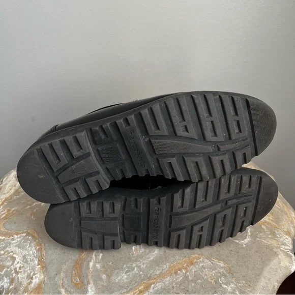 Franco Sarto 8.5 Women’s Cassandra Patent Penny Black Loafer Shiny Lug Sole - Picture 6 of 8